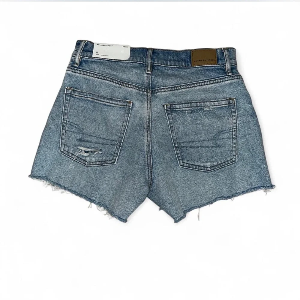 American Eagle Light Blue High Rise Relaxed Denim Shorts